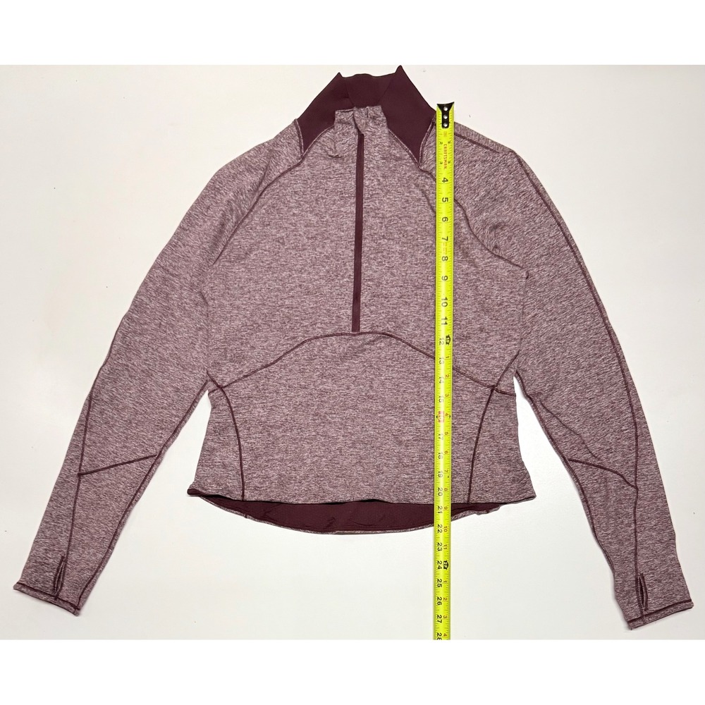 Lululemon Womens 10 Half Zip Pullover Heathered Burgundy Space Dye Thumbholes